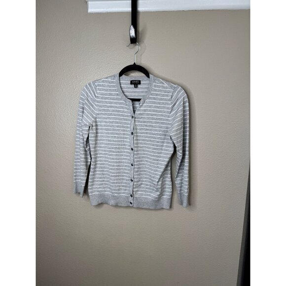 Jones New York Women's Gray Cardigan size Medium button up round neck viscose - Picture 1 of 7
